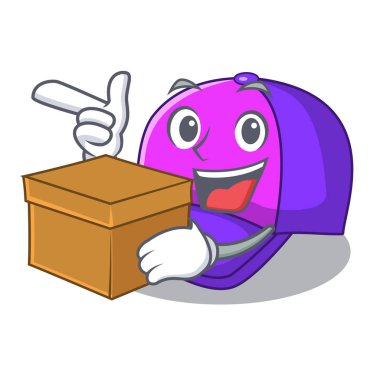 Kutusu izole kap ile bir maskot vektör çizim