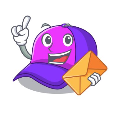 Zarf izole kap ile bir maskot vektör çizim