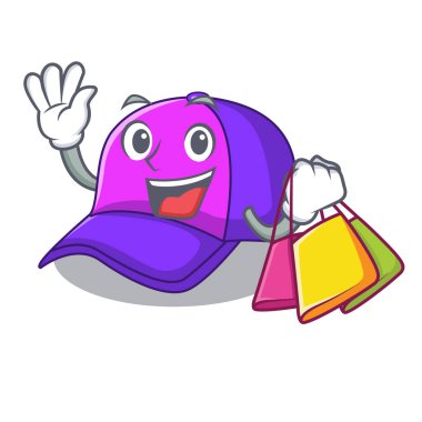 İzole kap içinde alışveriş bir maskot vektör çizim