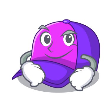 Smirking izole kap içinde bir maskot vektör çizim