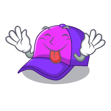 Beyzbol şapkası şeklinde dilini çizgi film güzel vektör çizim