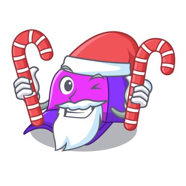 Santa şeker beyzbol şapkası şekli ile güzel vektör çizim karikatür