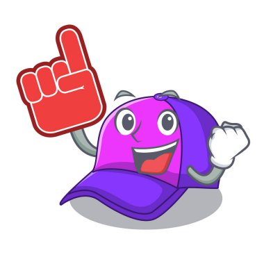 Köpük parmak beyzbol şapkası şeklinde çizgi film güzel vektör çizim