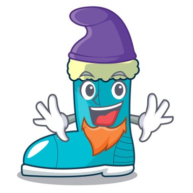 Elf kış çizme ayakkabı şekli çizgi film vektör çizim içinde