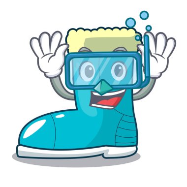 Maskot vektör illustrtion üzerinde izole kürk dalış kış botları