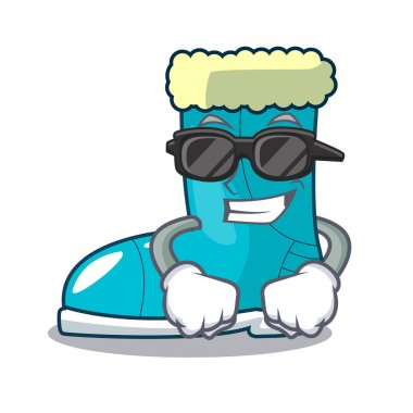 Maskot vektör illustrtion üzerinde izole kürk süper serin kış botları