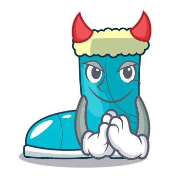 Karakter rak vektör çizim üstünde şeytan kış çizme