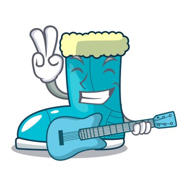 Gitar kış önyüklemede karakter rak vektör çizim ile