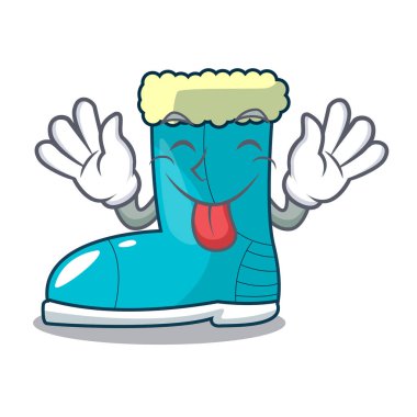 Kış çizme şekil karikatür komik vektör çizim içinde dışarı dil