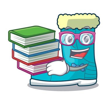 Öğrenci kitap kış çizme şekil karikatür komik vektör çizim ile