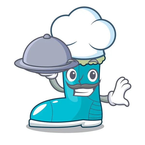 Chef Food Winter Boot Character Rak Vector Illustration — Stock Vector
