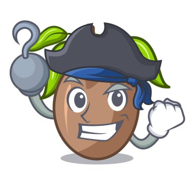 Korsan sapodilla meyve karakter kupa illüstrasyon vektör