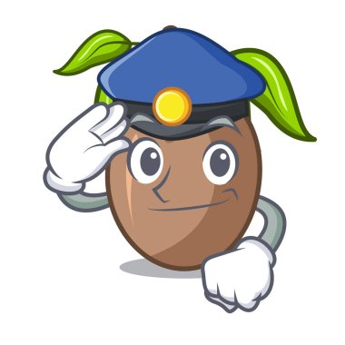 Polis sapodilla meyve karakter kupa illüstrasyon vektör