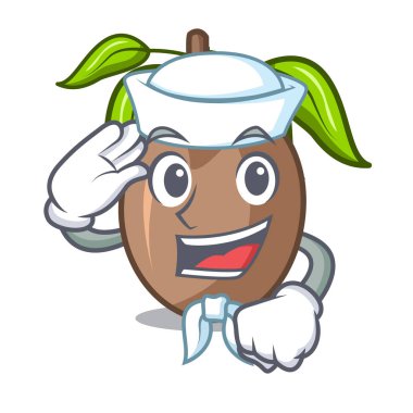 Denizci sapodilla meyve karakter kupa illüstrasyon vektör