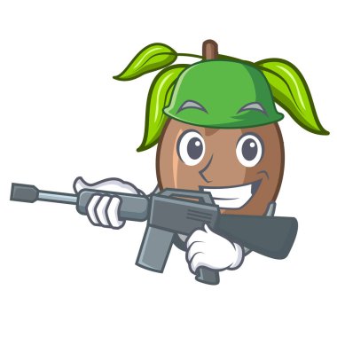 Ordu sapodilla meyve karakter kupa illüstrasyon vektör