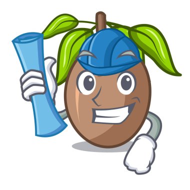 Maskot vektör illüstrasyon izole mimar sapodilla meyve