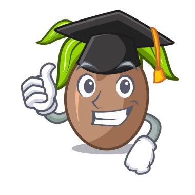 Mezuniyet sapodilla meyve maskot vektör illüstrasyon izole