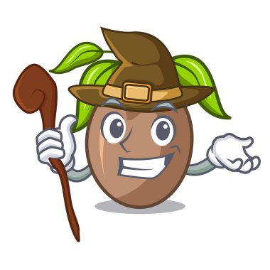 Cadı sapodilla meyve şekli çizgi film vektör çizim içinde kesmek