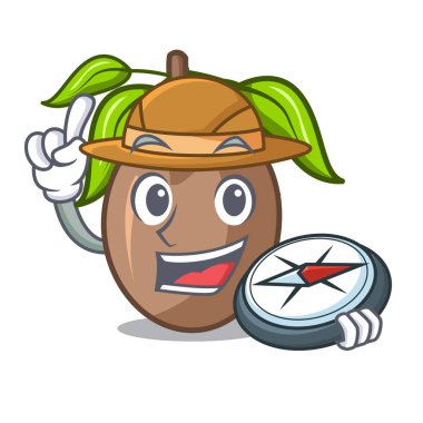 Şeklin çizgi film vektör çizim Explorer sapodilla meyve kesme