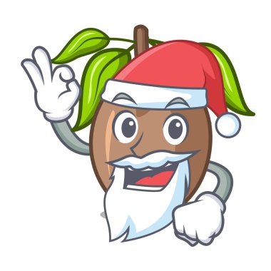 Noel Baba dilim sapodilla meyve şekil üzerinde vektör çizim karikatür