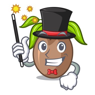 Sihirbaz dilim sapodilla meyve şekil üzerinde vektör çizim karikatür