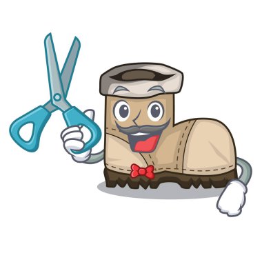 Kuaför çalışma çizmeler Isolated maskot vektör çizim