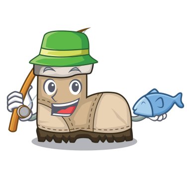 Balık tutma çalışma önyükleme yukarıda bir karakter rak vektör çizim