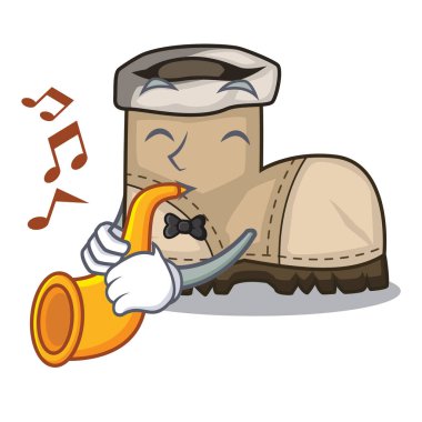 Trompet çalışma çizme ile yukarıda bir karakter rak vektör çizim