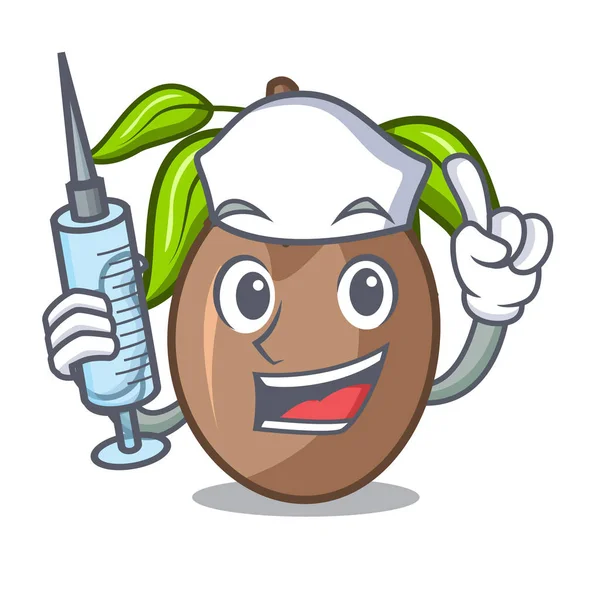 Krankenschwester Sapodilla Frucht Isoliert Auf Dem Maskottchen Vektor Illustration — Stockvektor