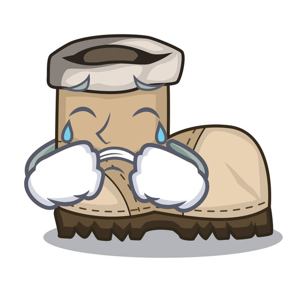 Crying working boot above a character rak vector illustration