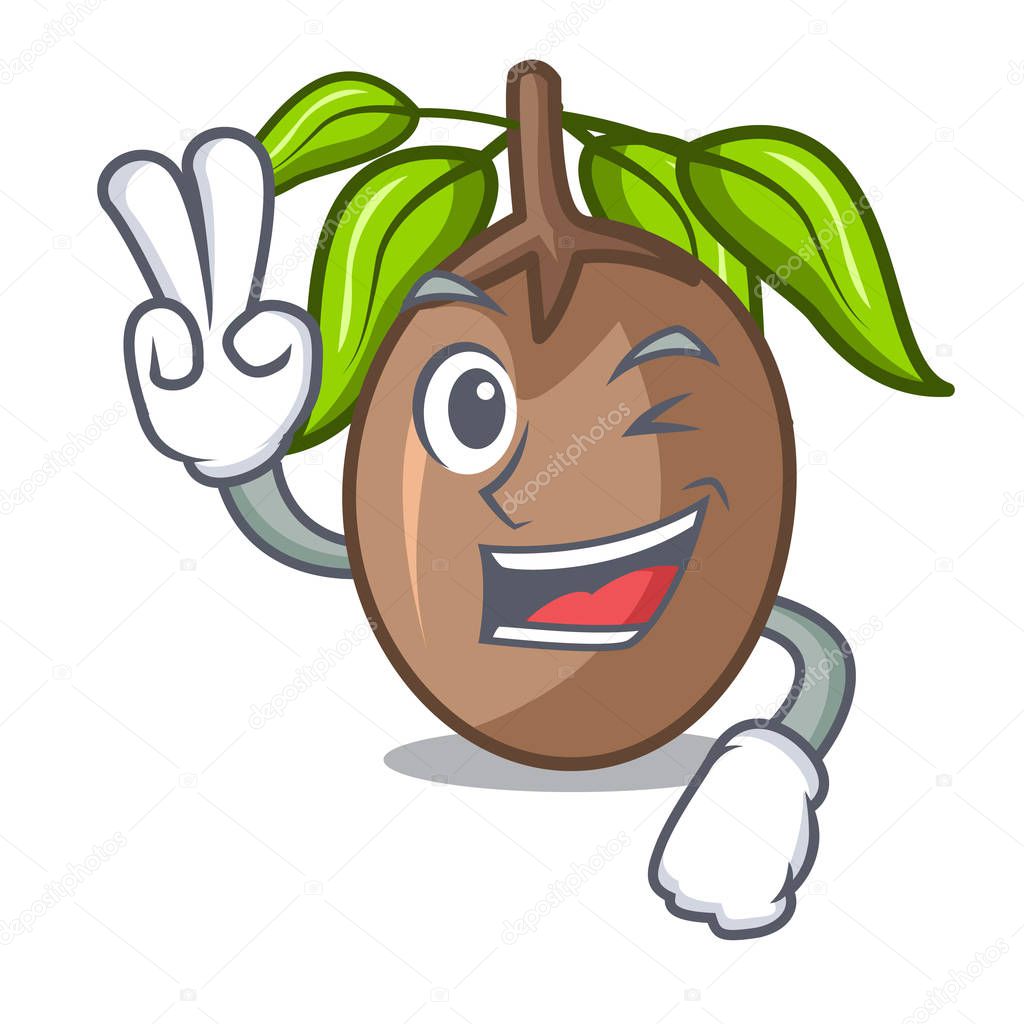 Two finger sapodilla fruit isolated on the mascot vector illustration