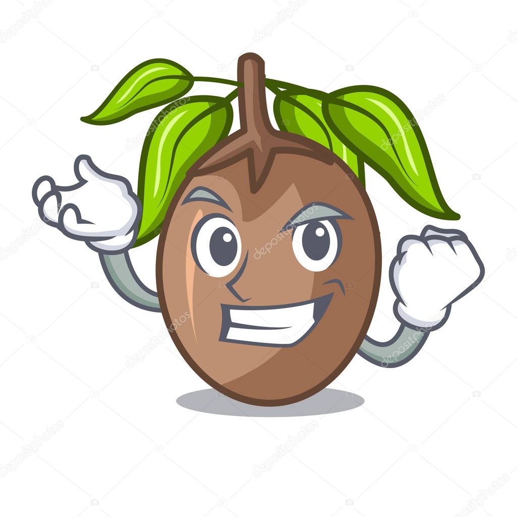 Successful sapodilla fruit isolated on the mascot vector illustration