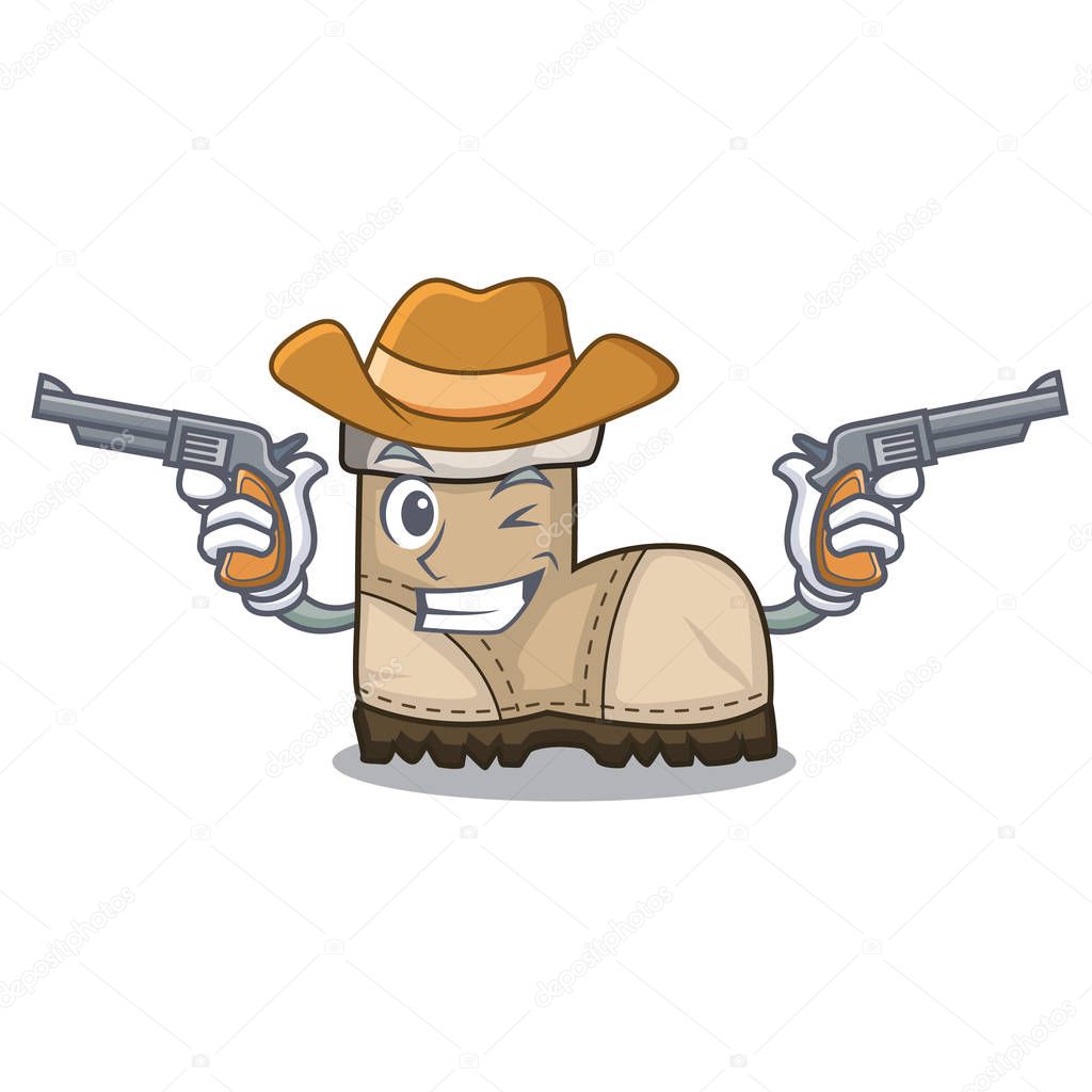 Cowboy working boots Isolated on the mascot vector illustration