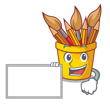 Tahta kalem pot şekli ile karikatür vektör çizim