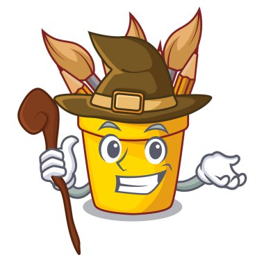 Cadı pot kalem maskot vektör çizim ile izole