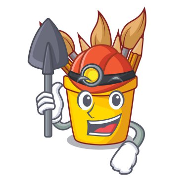 Madenci pot kalem maskot vektör çizim ile izole