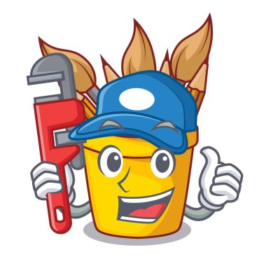 Tesisatçı pot kurşun kalemle şekil karikatür komik vektör çizim