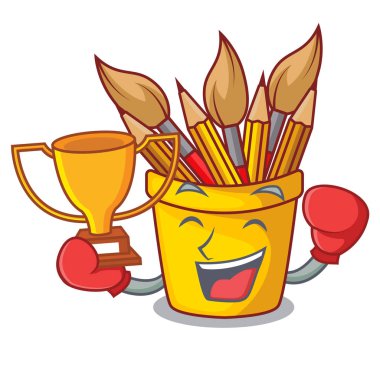 Boks şampiyonu pot kurşun kalemle şekil karikatür komik vektör çizim