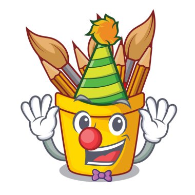 Palyaço pot kurşun kalemle şekil karikatür komik vektör çizim