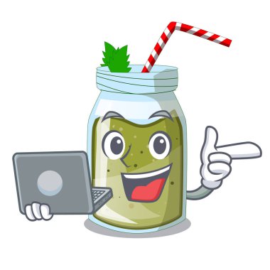 Çizgi film glas vektör çizim ile dizüstü yeşil suyu günleridir