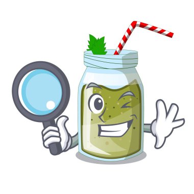 Dedektif suyu smoothies karikatür tabloda yeşil illüstrasyon vektör