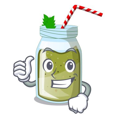 Suyu smoothies karikatür tablo vektör resimde yeşil yaşasın