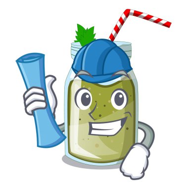 Mimar suyu smoothies karikatür tablo vektör resimde yeşil