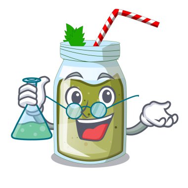 Profesör suyu smoothies karikatür tabloda yeşil illüstrasyon vektör