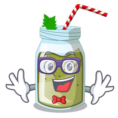 Geek suyu smoothies karikatür tabloda yeşil illüstrasyon vektör