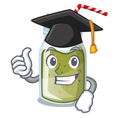 Mezuniyet suyu smoothies karikatür tabloda yeşil illüstrasyon vektör