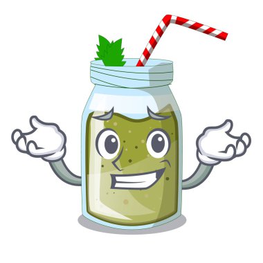 Sırıtan suyu smoothies karikatür tablo vektör resimde yeşil