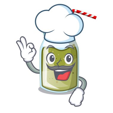 Şef suyu smoothies karikatür tabloda yeşil illüstrasyon vektör