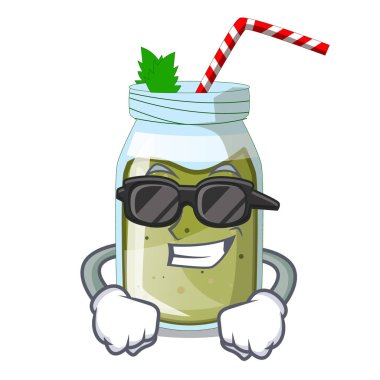 süper cool suyu smoothies karikatür tabloda yeşil illüstrasyon vektör