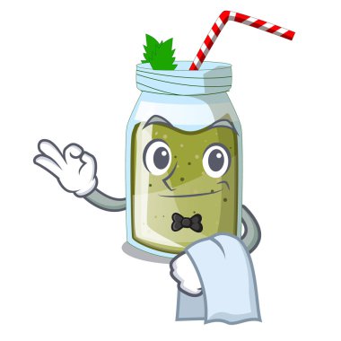 Garson suyu yeşil smoothie karakter Kupası vektör çizim üzerinde